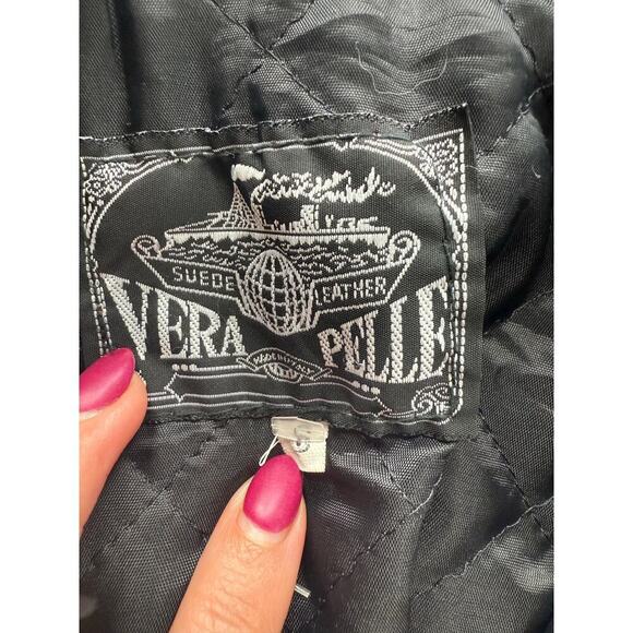 Vintage 90's Vera Pelle Motorcycle Suede Leather Jacket Size S Made in Italy - Picture 5 of 12